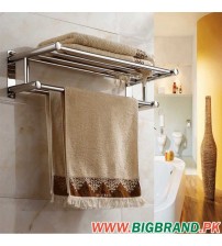 Chrome Stylish Bathroom Wall Mounted Double Towel Rack